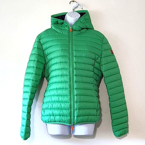 Save The Duck Women's SZ 5/XXL Neon Green Long Sleeve Lightweight Puffer Jacket - Picture 6 of 14